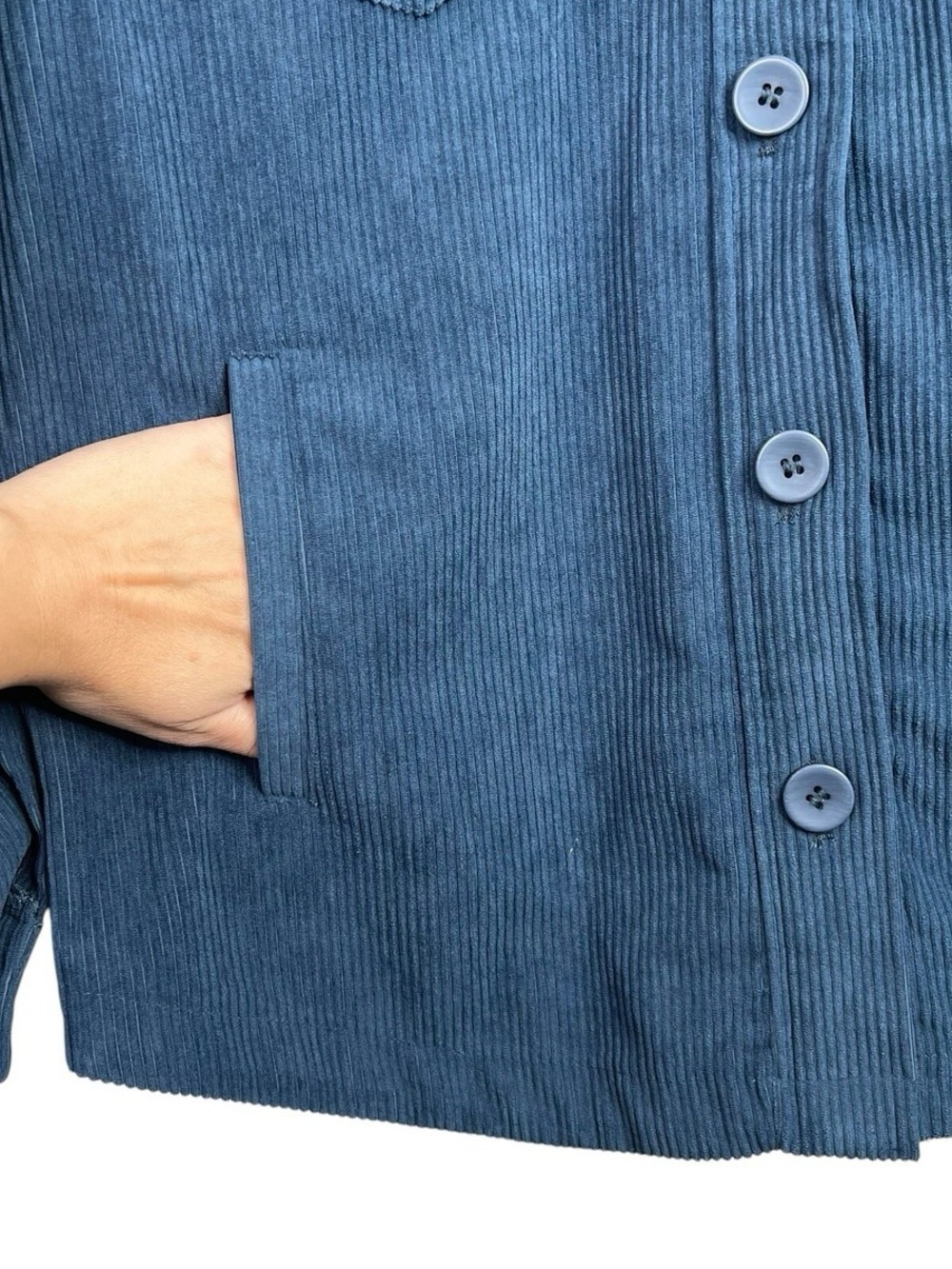 Anthropologie Avec Les Filles Jacket Blue Collared Shacket Corduroy Women’s - Picture 4 of 4